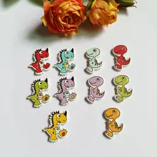 150Pcs DIY Random Mixed Bulk dinosaur Shape Phantom Wooden Painting Sewing Buttons Craft Scrapbooking 2 Holes