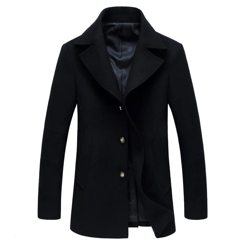 Новое поступление осень/зима мужской толстый теплый плащ пальто английское Стильное однотонное Jaqueta Masculinas мужское плотное шерстяное пальто куртка - Цвет: navy