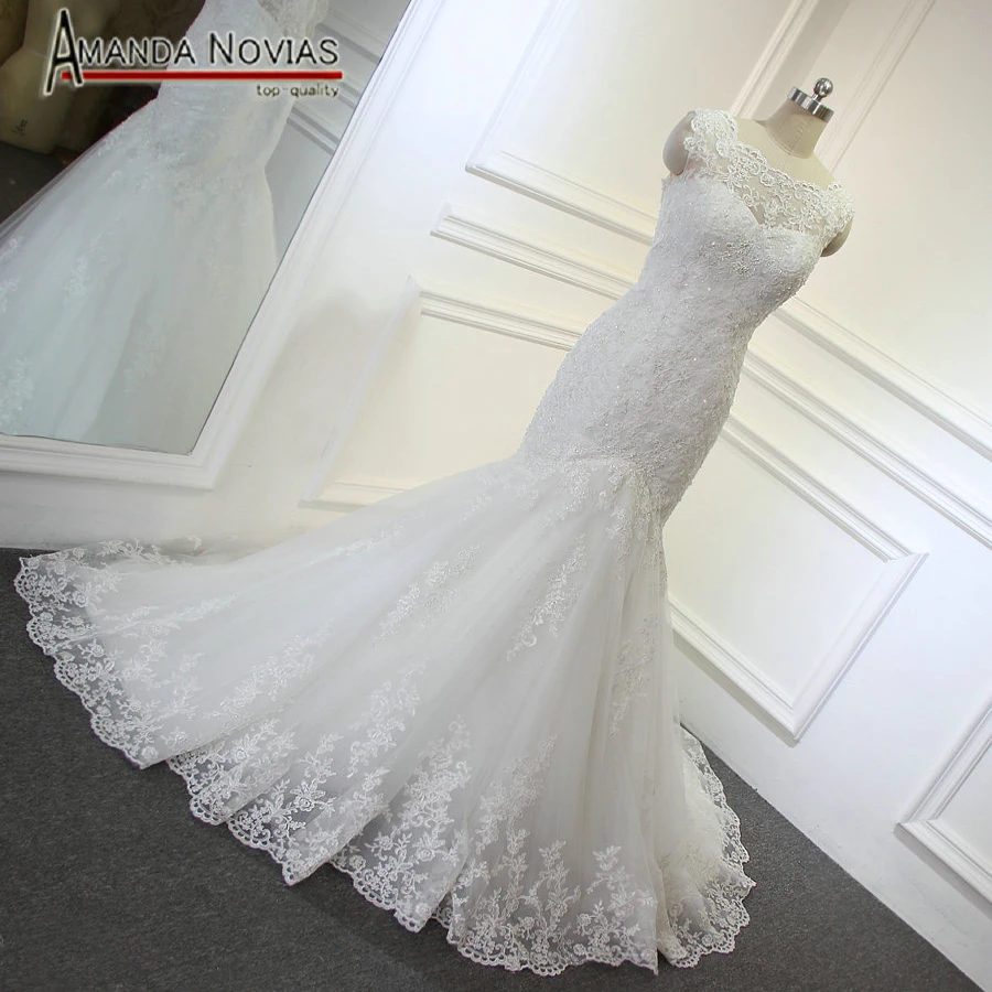 

2019 vestido de noiva New Arrival Lace Mermaid Sexy V Back Wedding Dress Amanda Noivas