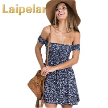 

Summer Dress 2018 Fashion Off Shoulder Slash Neck Floral Mini Sexy Beach Dress Women New Elastic Casual Plus Size Party Vestidos