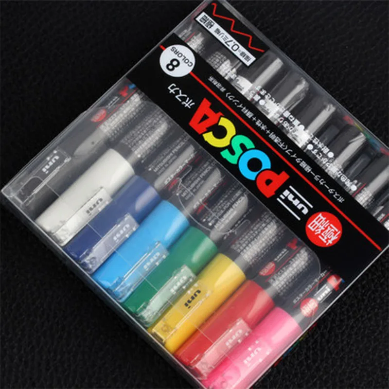 8 Colors Set Mitsubishi Uni Posca PC-1M Paint Marker-Extra Fine Bullet Tip-0.7mm 8 colors Art Markers Office & School Supplies