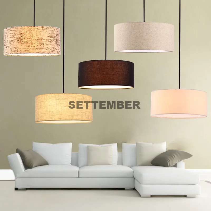 

Foyer Hang Lamp Pendant Light Fixture Fabric Lampshade Nordic Design Chinese Restaurant Decoration Loft Decor