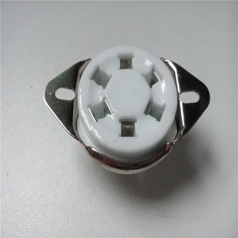 

5pcs ceramic tube socket 6 pin tube socket GZC6-21 silver foot for 807 FU-7 24 37 46 27 FD-422 tube amplifier