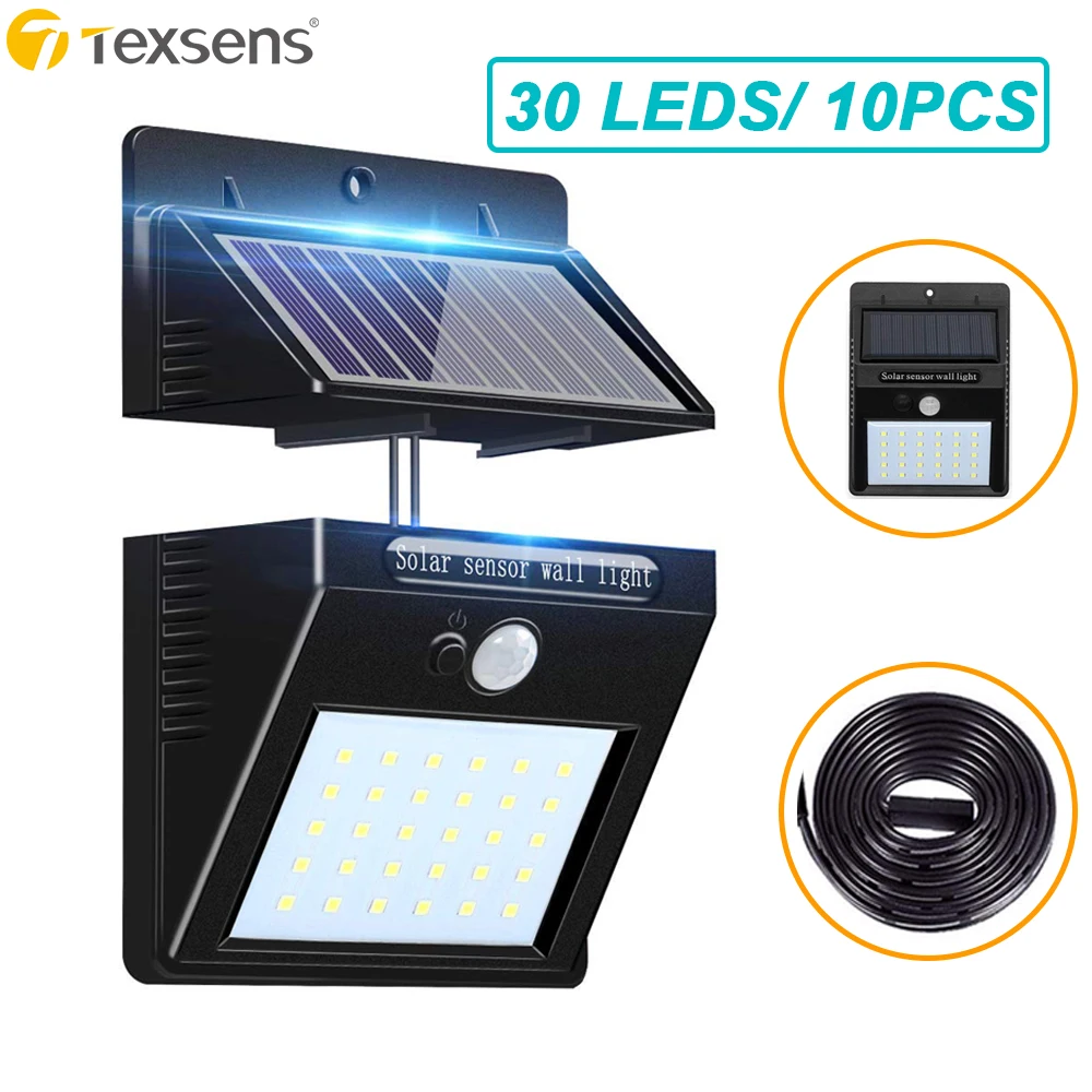 

Texsens Solar Lights Outdoor 25/30 LEDs PIR Motion Sensor Activated Separable Wireless Wall Lamp Garden Security Waterproof IP65