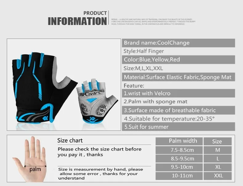 Coolchang Лето Половина Finger Велоспорт Перчатки Горный Велосипед Перчатки Дышащий Спортивный Велосипед Перчатки для Мужчин Спорт Велоспорт Оборудование