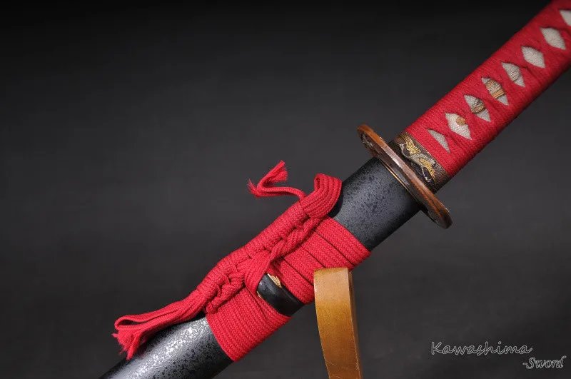 Full Tang Katana Damasucs Folded Steel Clay Temper Blade Engraved Pattern Sharp Ready for Battle