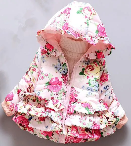 Новое Детское пальто Верхняя одежда и пальто с цветочным принтом зимнее пальто с Минни для девочек, куртки повседневная детская одежда для малышей - Цвет: pink 2