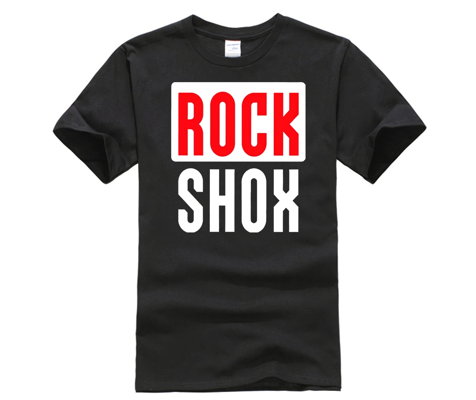 HOT deals New ROCK SHOX Logo Moutain MTB Biker Bicycler Black Tee Shirt T Shirt Summer Style Mens T-Shirt Brand Style Short