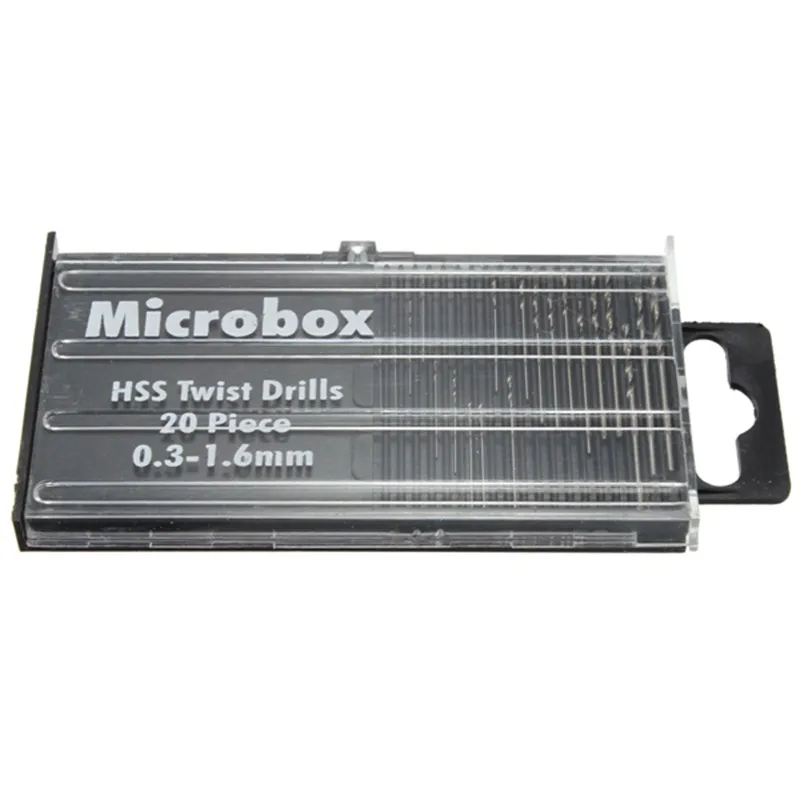

20Pcs Mini Drill Bit High Speed Steel HSS 4241 Micro Twist Drill Bit Set 0.3mm-1.6mm Model Craft With Case Repair Parts