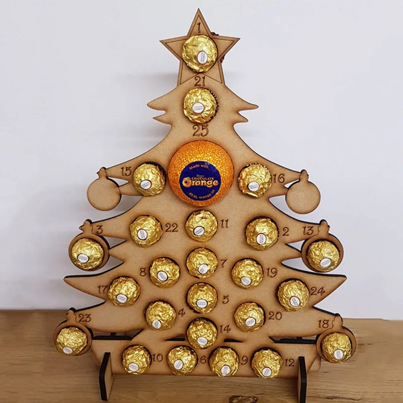 

Christmas Wooden Advent Calendar Countdown Modeling Calendar Chocolate Display Stand Christmas Tree Decoration For Xtmas Decor