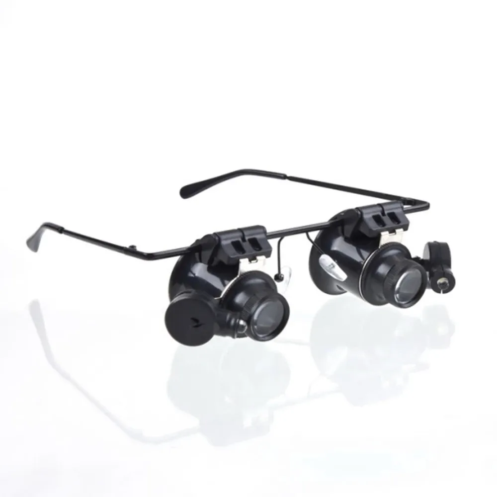 Профессиональный пластиковый двойной глаз часы Ремонт микроскоп и инструменты очки Тип 20X Часы Ремонт лупа с светодиодный светильник
