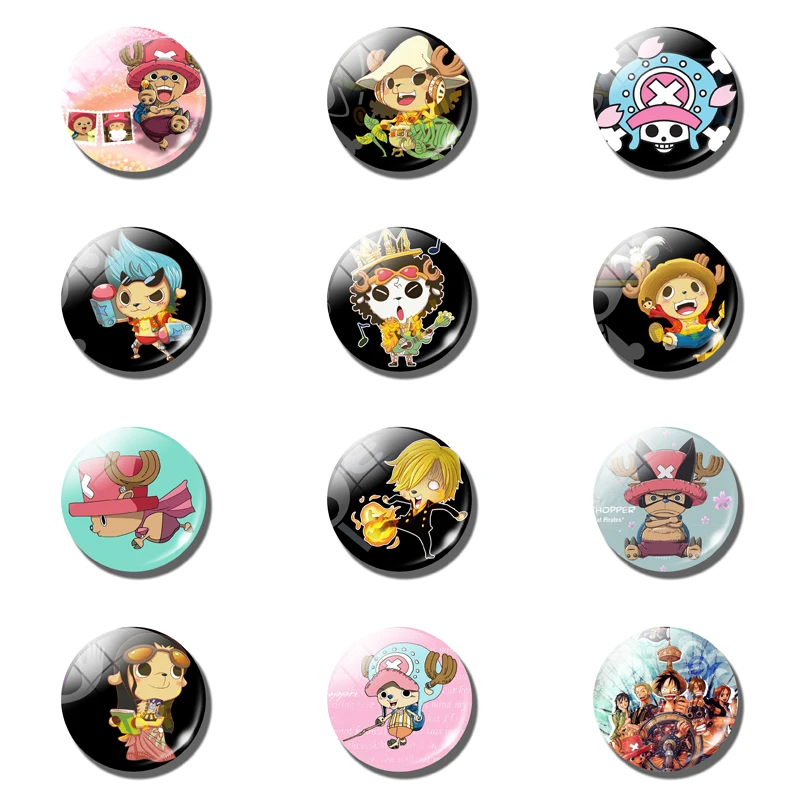 

12pcs/set ONE PIECE Fridge Magnet Set 25MM Glass Dome Fridge Memo Monkey D. Luffy Magnetic Refrigerator Sticker Romance Dawn
