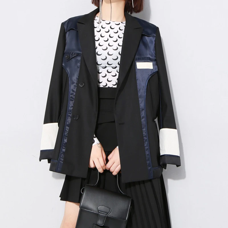 

Women Blazers Patchwork Design High quality Lady blazers Jacket 2019 Spring Suit Coats Female Street Top Suit Feminine Overcoat