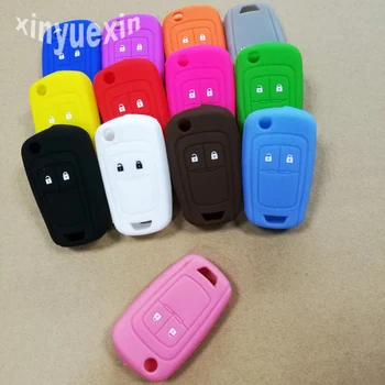 

100pcs/lot Car Silicone key case cover 2 button For Chevrolet Cruze flip remote key protection with logo