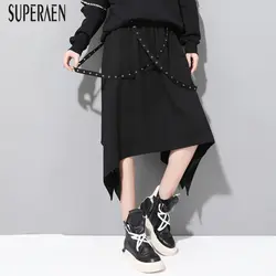 SuperAen Европа 2019 новые летние женские юбки Дикий хлопок модная лента женские юбки с эластичной талией юбки женские