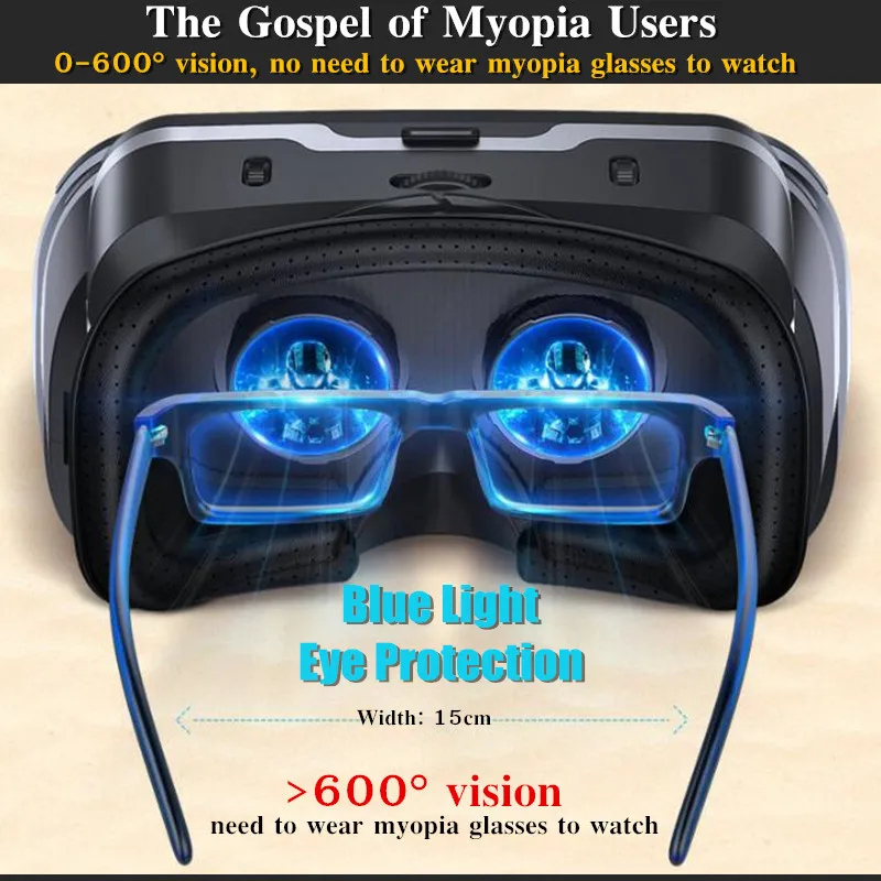 Capacete de Realidade Caixa de Óculos Balanço sem Fio Fone de Ouvido 3d para Ios e Android Virtual Estéreo Google vr - Image 6