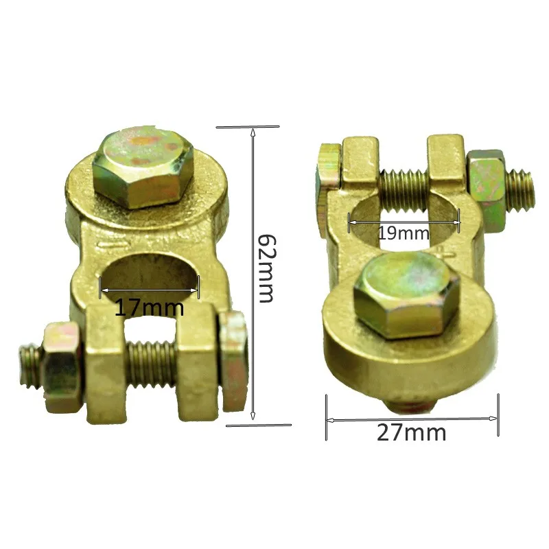 Набор из 2(положительных) и(отрицательных) зажимов, соединителей для автомобилей, грузовиков, автозапчастей, латунных аккумуляторов