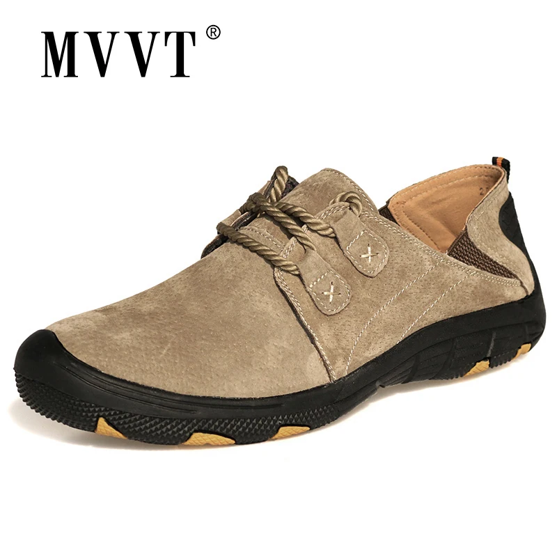 MVVT Comfort Genuine Leather Casual Shoes Men Loafers Suede Men Winter Shoes Breathable Outdoor Training Shoes Walking Zapatos