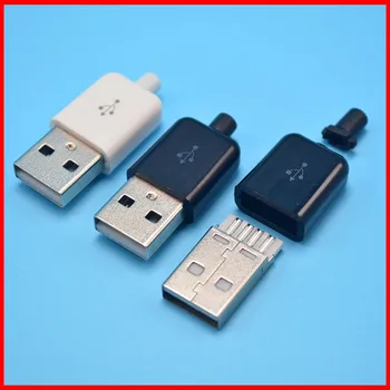 

10set 3 in 1 DIY weldable Male USB plug, White and Black color, weldable USB male plug for apple style