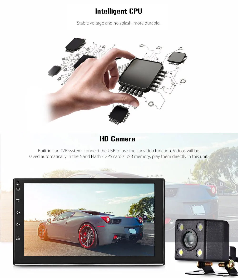 Clearance 7003 Android 6.0 GPS Navigation Car Multimedia Player 2 Din Car Radio Player Bluetooth FM MP5 Support Steering-wheel RDS WiFi 3