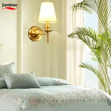 American led wall lamp full copper living room lights bedside lamp warm bedroom wall lamp room lights aisle lights base E27