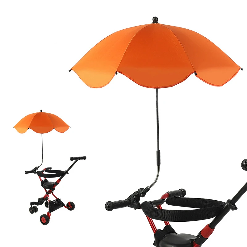 Защита от ультрафиолета, непромокаемый чехол для детской коляски, зонт можно сгибать свободно, не ржавеет, универсальные аксессуары для коляски - Цвет: Оранжевый