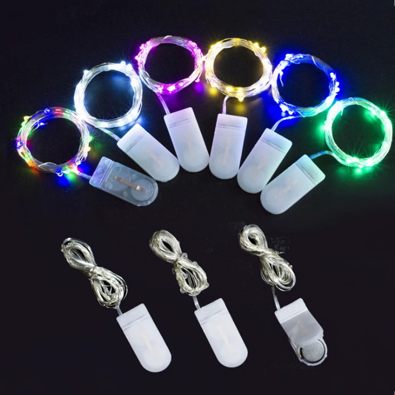 

LED String Fairy Lights 1M 10 Leds CR2032 Button Battery Operated LED Christmas Lights Holiday Wedding party Decoration Garland