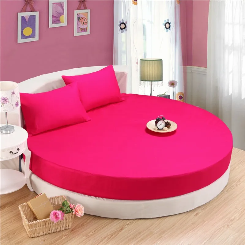 RUOYILAN 3 Pcs 100 Cotton Round Bed Sheet Solid Color Round Fitted