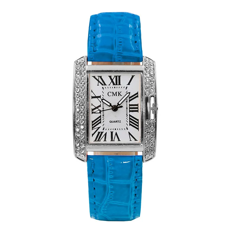 Горячая Распродажа квадратные Стразы циферблатные женские часы люксовый бренд кварцевые наручные часы женский кожаный ремешок часы подарок Montre Femme# B