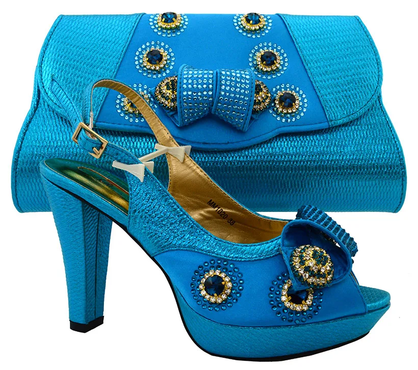 

2017 Italian women shoes with matching bag set with Stones for lady's party and wedding African women shoe and bag set MM10120