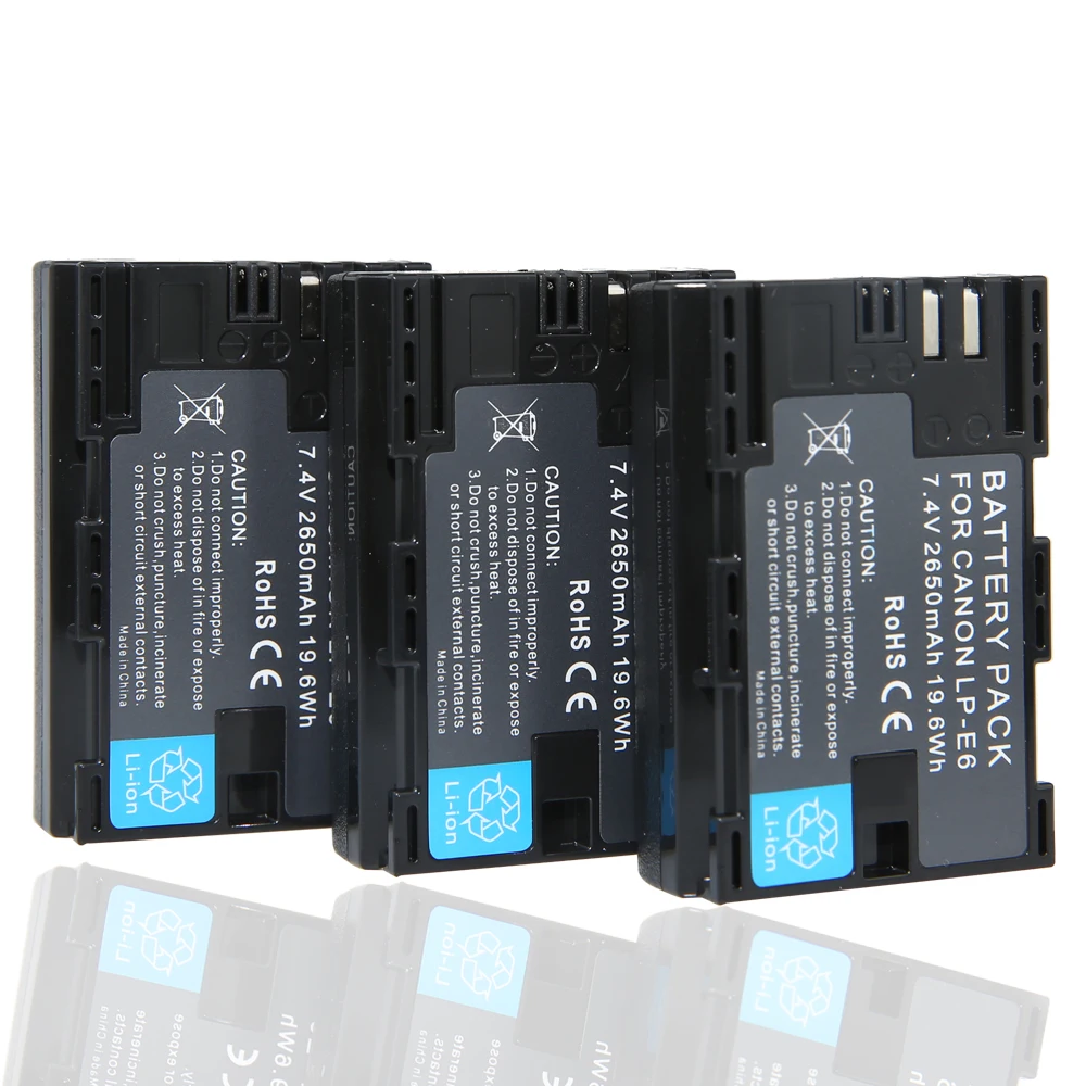 Горячая продажа 3 шт LP-E6 LP E6 LPE6 батареи камеры 2650mAh для Canon 5D Mark II III 7D 60D EOS 6D canon