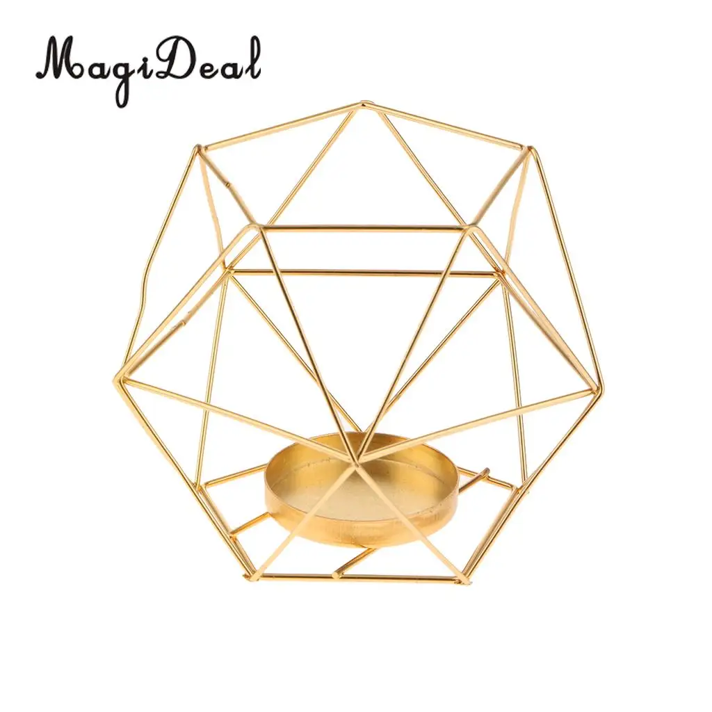 MagiDeal 2-set Geometric Polished Tealight Candle Holder Table Top Centerpiece Weddings Events Parties Decor