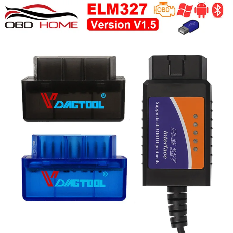 OBD2 ELM327 V1.5 Bluetooth USB OBD2 автомобильный диагностический инструмент интерфейс сканер ELM 327 в 1,5 OBDII ELM-327 OBD 2 Код считыватель сканер