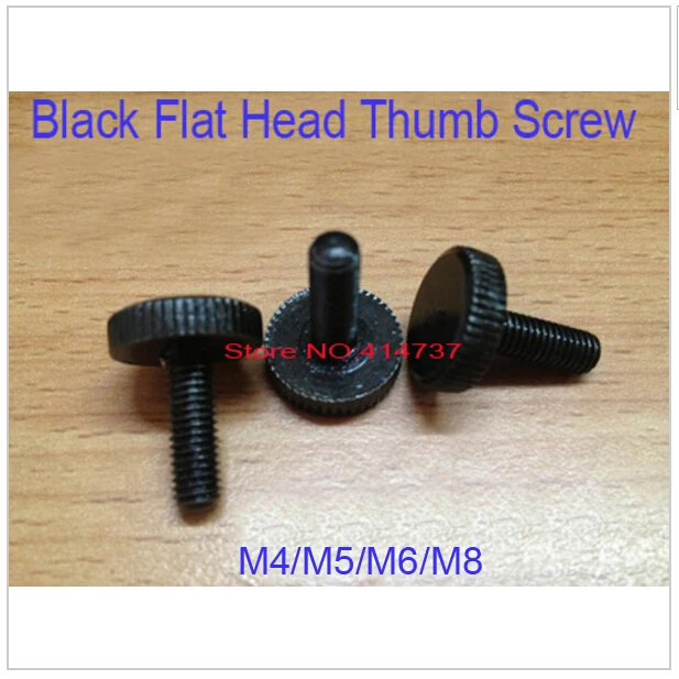 

20 Pcs/Lot High Quality M4/M5/M6/M8 Black Flat Head Thumb Screw /Round Head Knurling Hand Twist Screw/Hand Tighten Screws