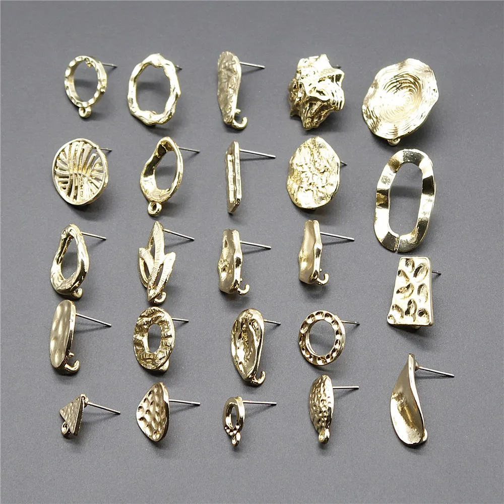 

2pcs Jewelry Findings & Components Earrings Making Accessories Golden Earring Base Studs Connectors Ear Studs