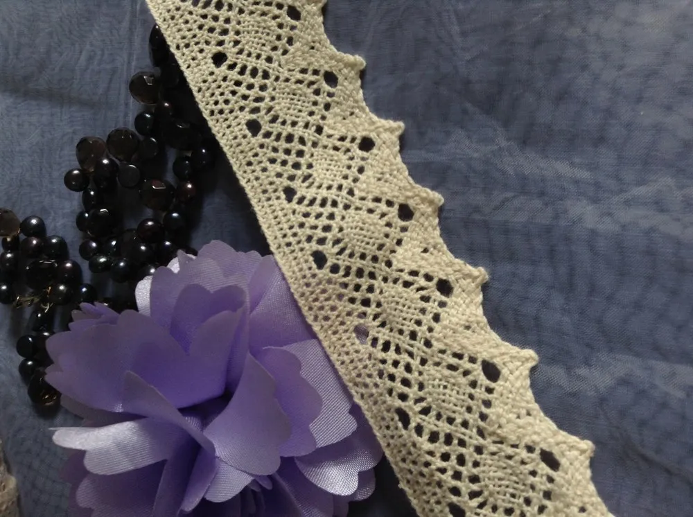 

100% Cotton 3.8cm lace trimmings,beige color,garment accessories lace trims,XERY0216p