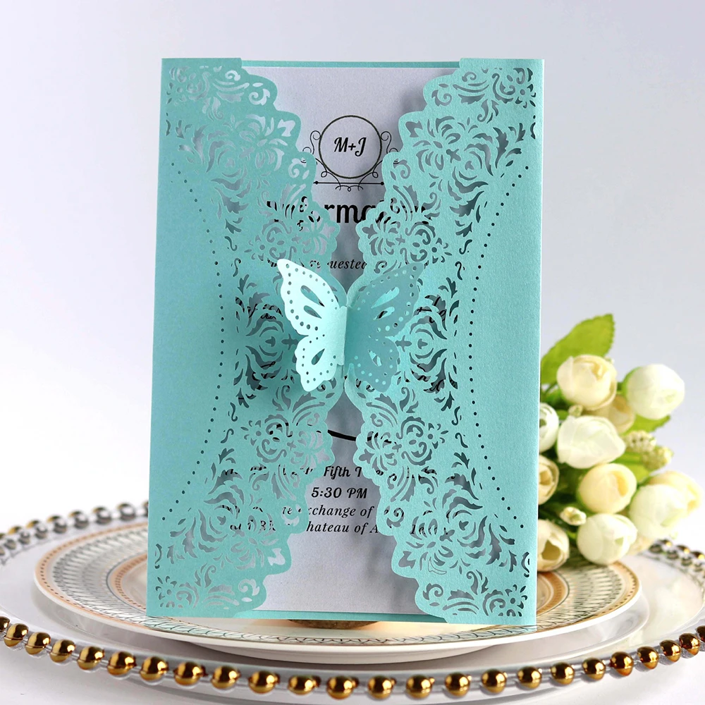  10Pcs/Set Wedding Party Invitation Butterfly Invitation (Outer Shell + Inner Card Set Without Envel - 33030868718