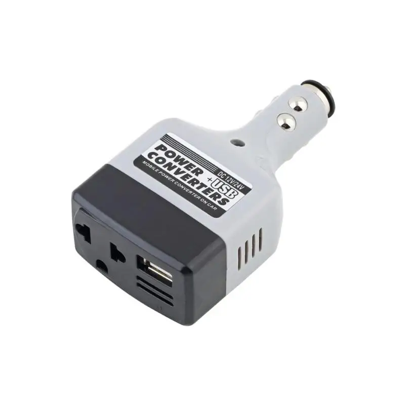 Автомобильный DC 12-24V к AC 220V преобразователь напряжения питания USB зарядное устройство