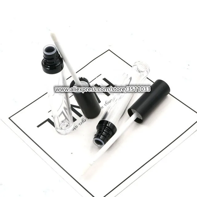 

5ml High Class Clear Lip Gloss Bottle Plastic Empty Lip Oil Refillable Container Cosmetic Liquid Lipstick Storage Tube Black Lid