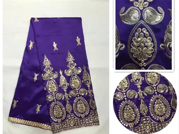 

2017 Latest White color high quality African George lace fabric silk george fabric with guipure lace decoration Purple (B8
