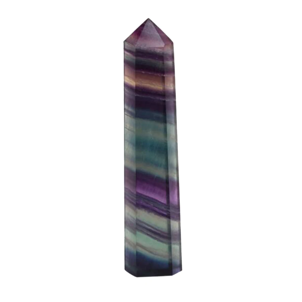 

100% Natural Fluorite Crystal Colorful Striped Fluorite 4.5-6.5CM Quartz Crystal Stone Point Healing Hexagonal Wand Treatment S