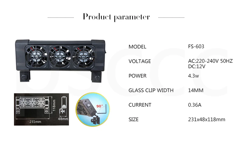 Low Power Consumption Chillers DC12V Cooling Fans Fish tank Marine Ponds Temperature controller 110-230V w/ 360 Rotating Mounter