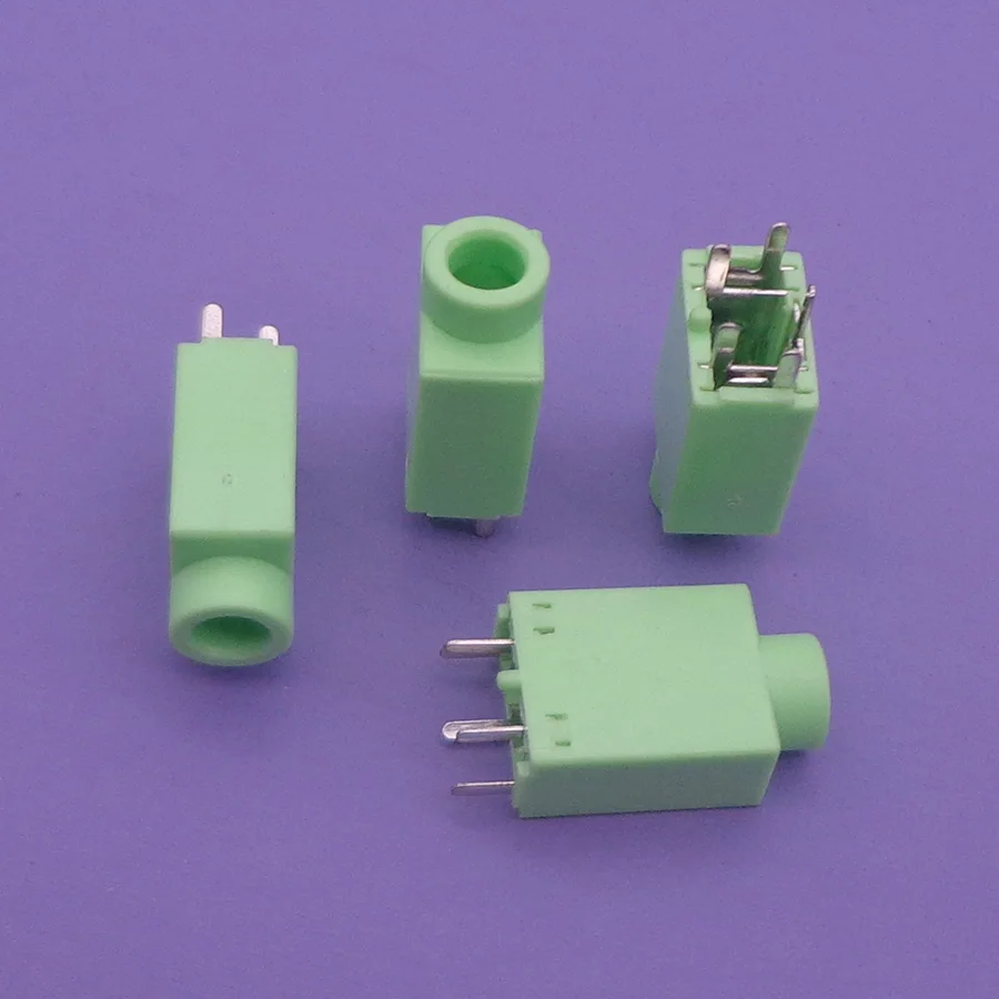 50pcs 3.5mm Female Audio Connector 5 Pin DIP Headphone Jack Socket Green earhone jack audio