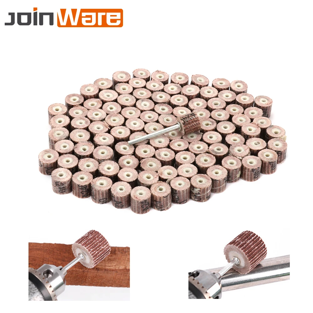 10X 12mm Sanding Sandpaper Flap Wheel Shaft Drill Polish Disc Rotary Tool 120#