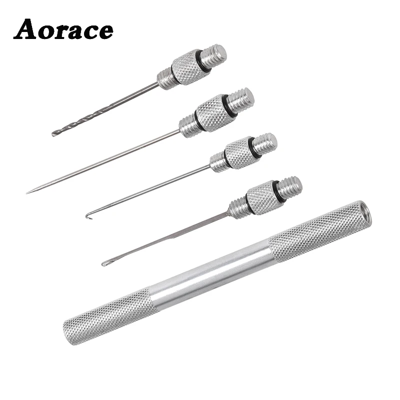

5-in-1 Carp Strong Fishing Rigging Bait Needle Kit Tool Set Bait Tool Drill Stringer Needle with Nonslip Aluminum Alloy Handle