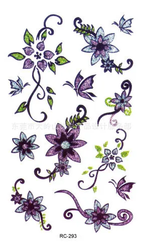 الجسم الفن للماء الوشم للنساء والرجال 3d مثير الأرجواني زهرة تصميم صغير الذراع الوشم ملصق الجملة RC2293