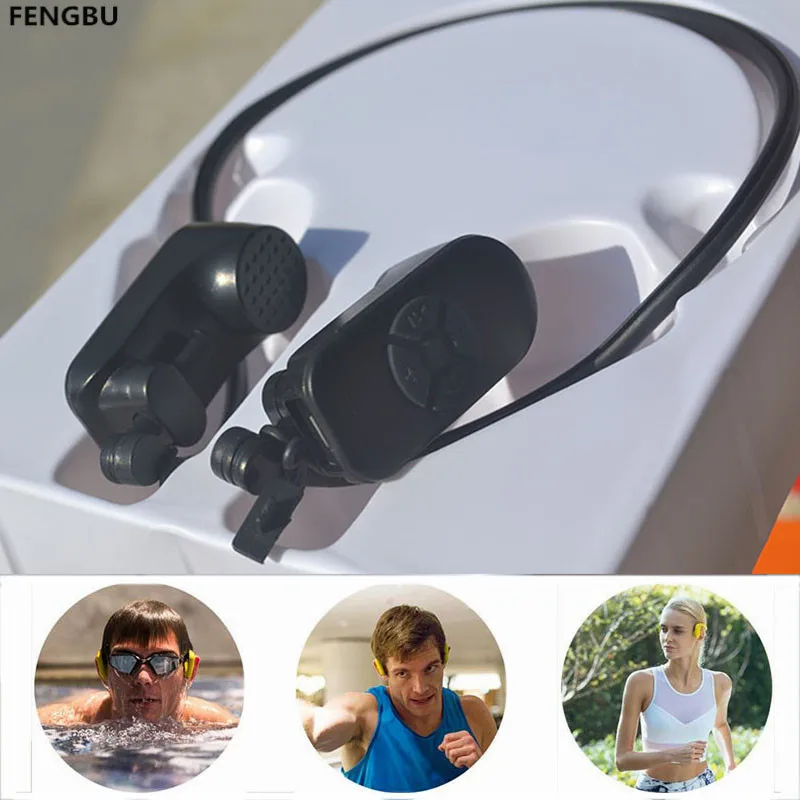 

FENGB Bone Conduction Built-in 16GB Sport Waterproof MP3 Player Adjustable Angle for Swimming Surfing Diving Cycling + W262 W273