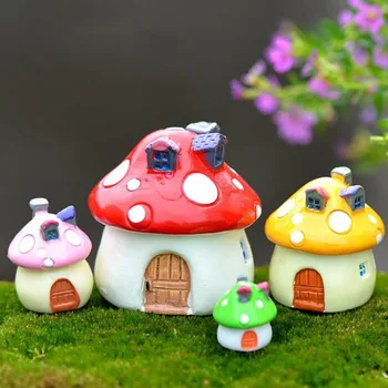 

DIY Micro Mushroom House Resin Crafts Mini Landscape House Doll House Fairy Garden Decoration Bonsai Decor Ornaments ZA5878