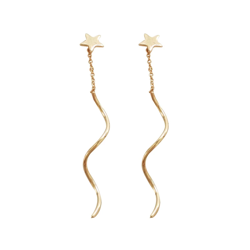 

The new version of Randy metal long earrings wave curve earrings Korean simple fashion jewelry wholesale