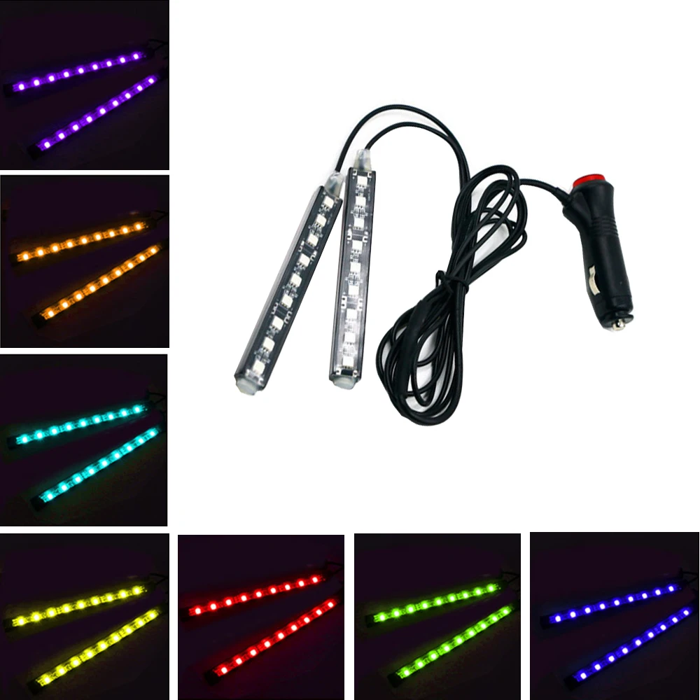 YSY NEW arrival colorful 2x9 LED Car Vehicle Accessory Foot Atmosphere Light Lamp For Decoration